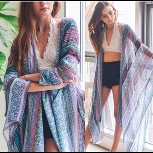 NWT Purple Floral Wila Kimono